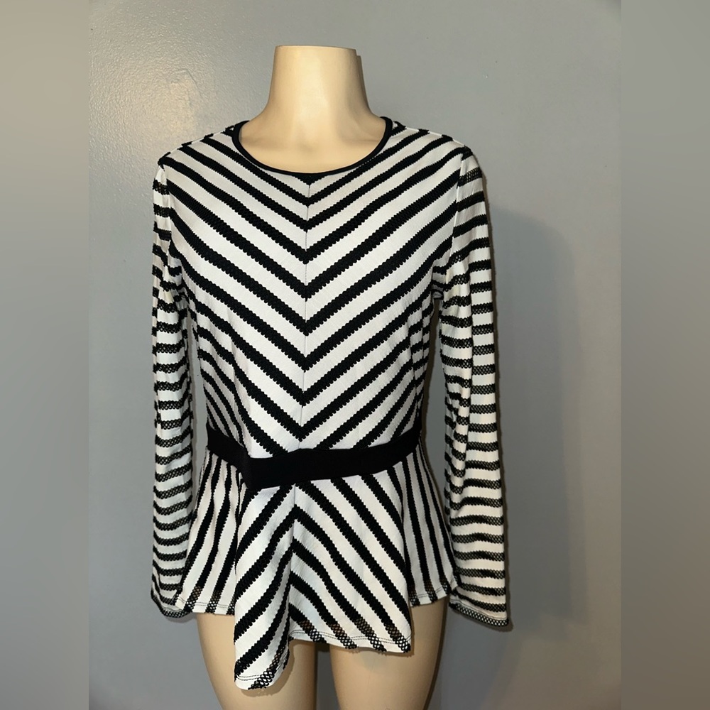 Thalia Sodi long sleeve striped peplum blouse